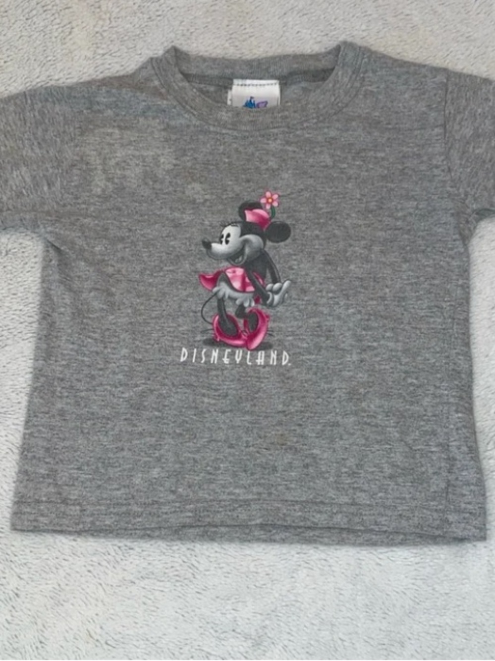 Girls Vintage Disneyland Minnie Mouse Heather Gray Baby Tee